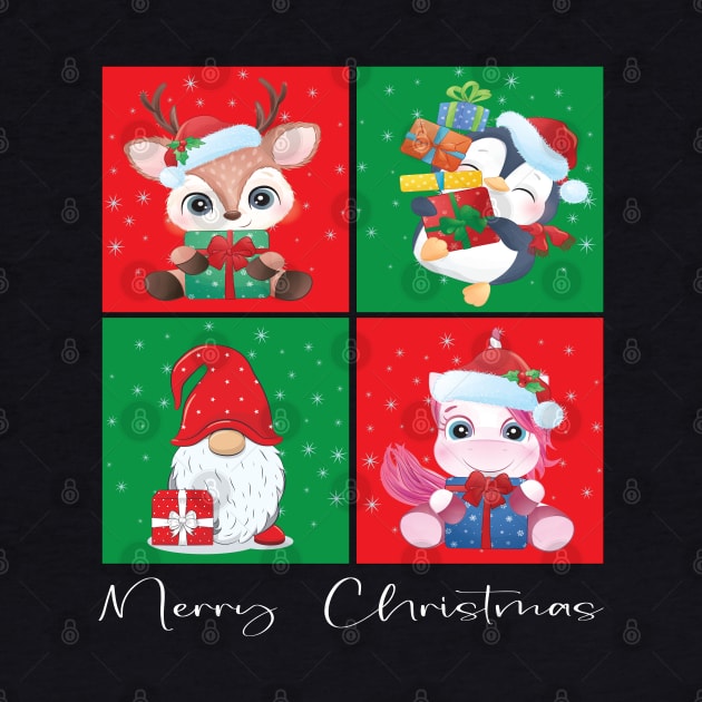 Merry Christmas Reindeer Gnome Penquin Unicorn - Xmas Women Men Design by Envision Styles